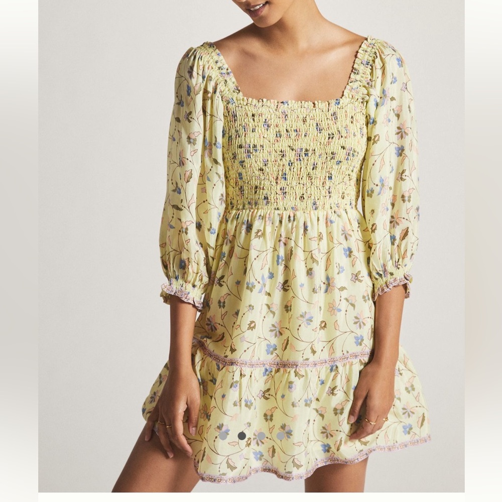 Omika Elegant Floral Mini Dress in Yellow